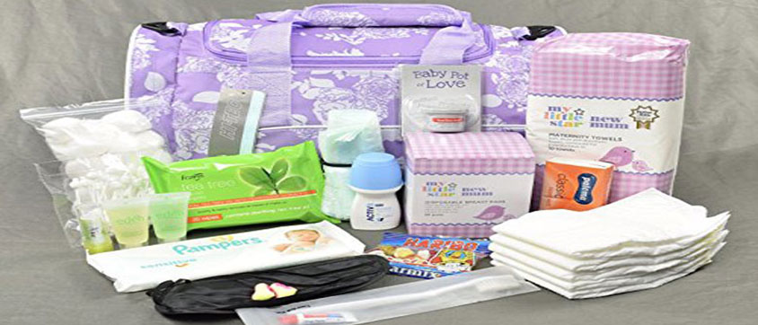 Premium Vector | Maternity bag with cosmetics for mom and baby. packing a  hospital bag. cosmetics for newborn.