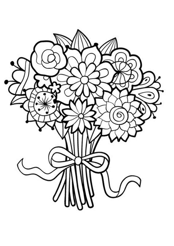 Coloring Pages Flowers Bouquet
