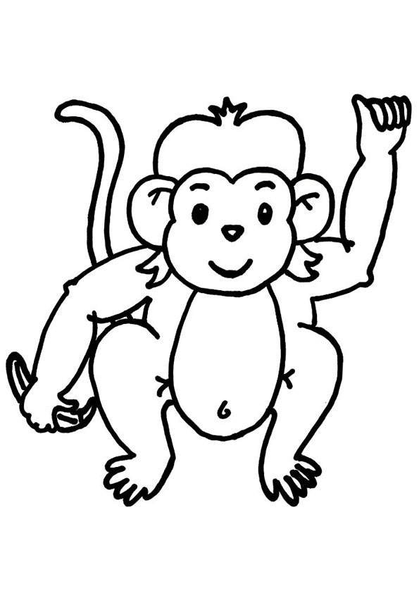 Baby Monkey Playing Coloring Page coloring page