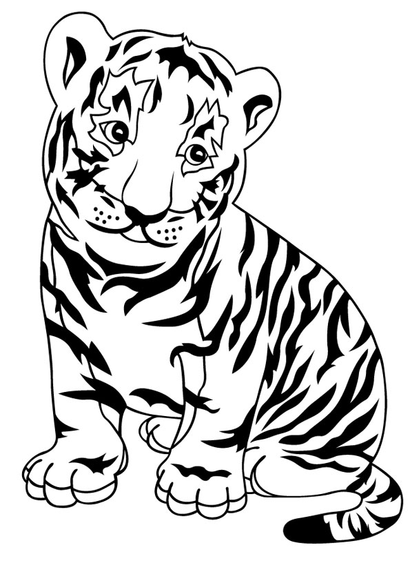 Coloring Pages | Cute Baby Tiger Coloring Page