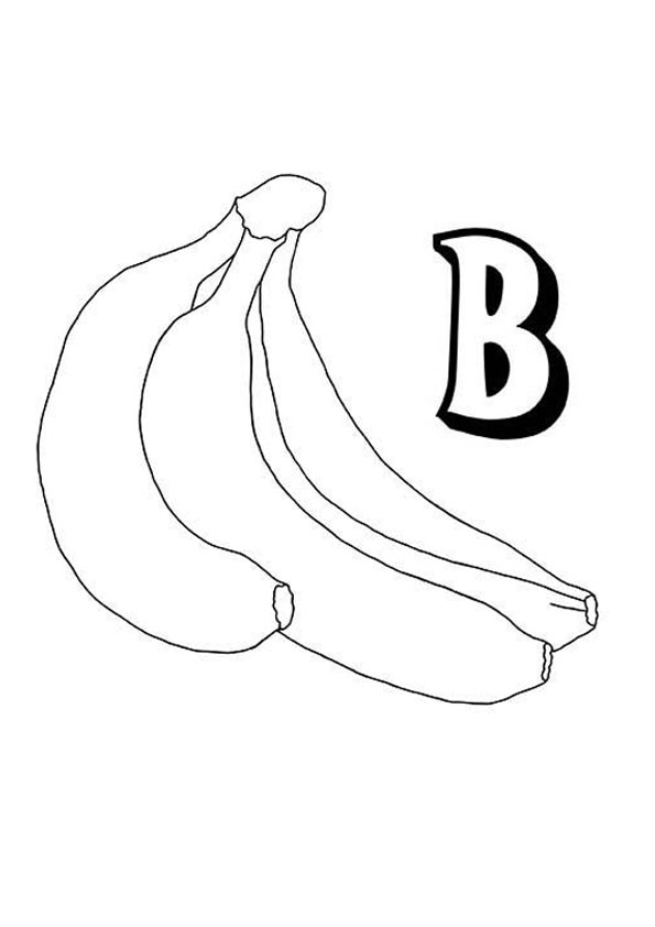 Coloring Pages | B for Banana Coloring Page for Kids