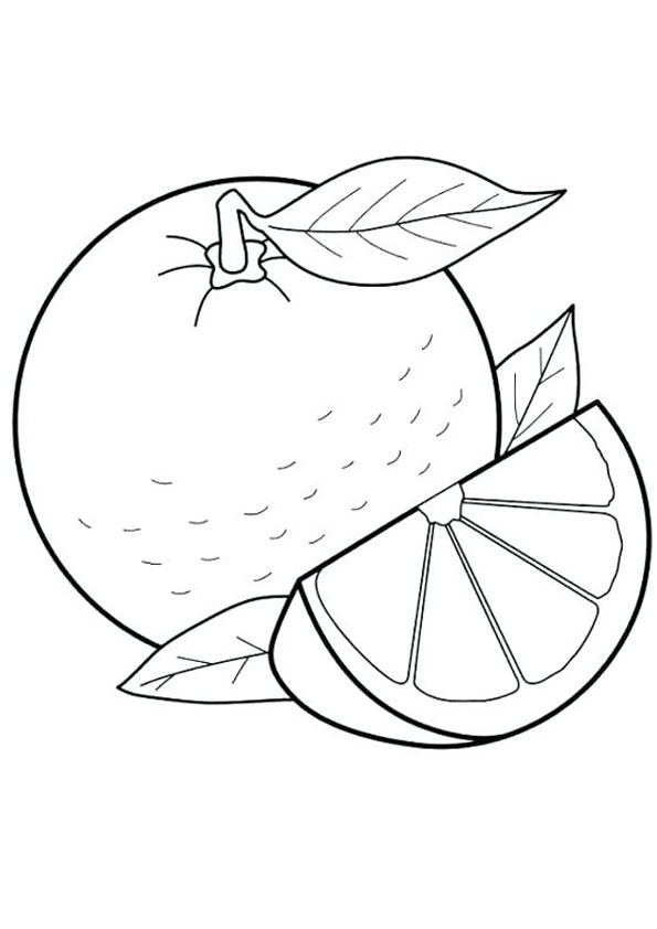 Coloring Pages | Orange with leaf Coloring page for Kids