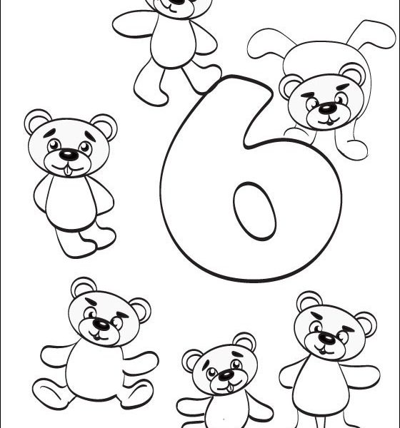The Number 6 Coloring Page, Kids Coloring…