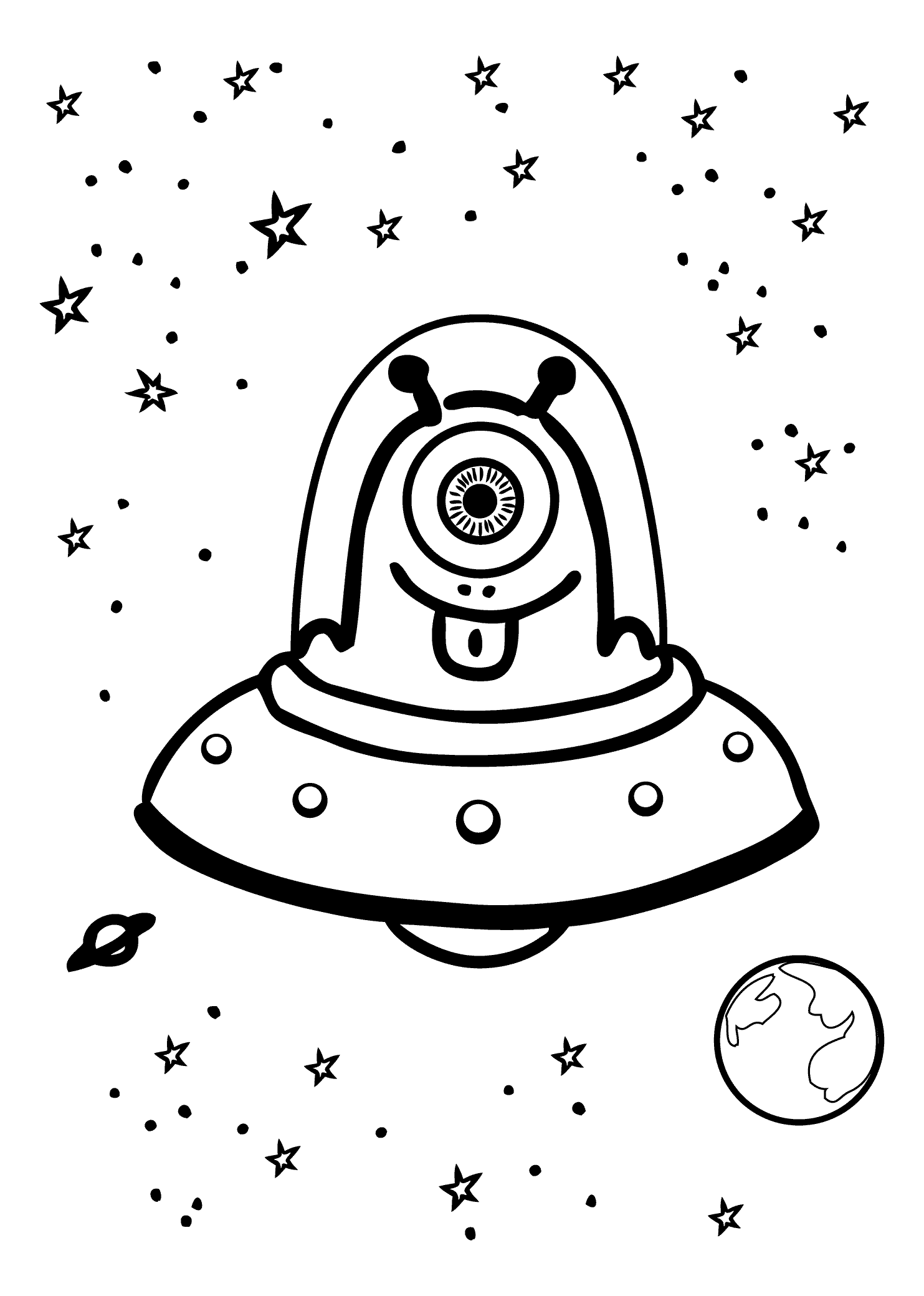 Aliens Coloring Pages For Kids coloring page