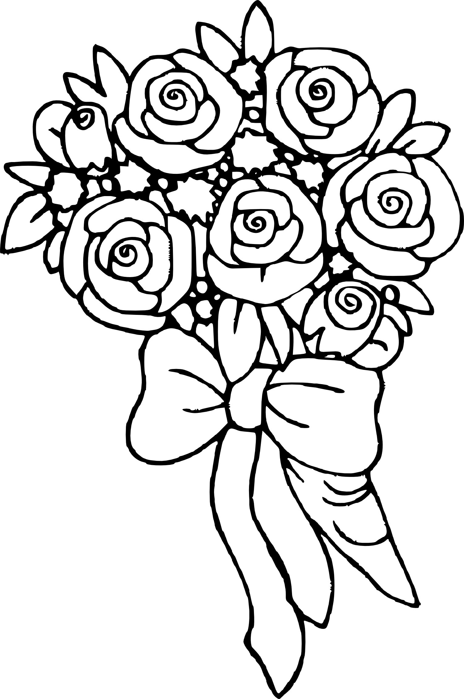 Download Coloring Pages | Rose Coloring Realistic Flower Bouquet