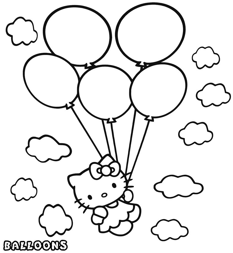 Hello Kitty Balloons Coloring Page coloring page