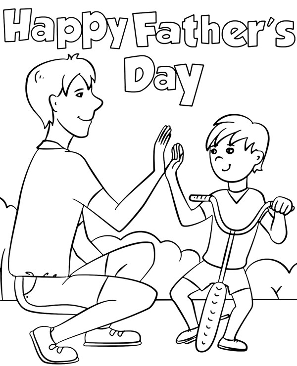 Coloring Pages Fathers Day Card Coloring Page Dad Son