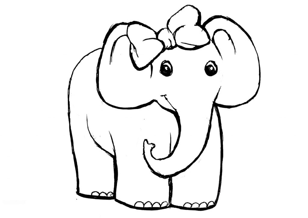 Cute Elephant Coloring Pages : Cute Baby Elephant Coloring Page Free