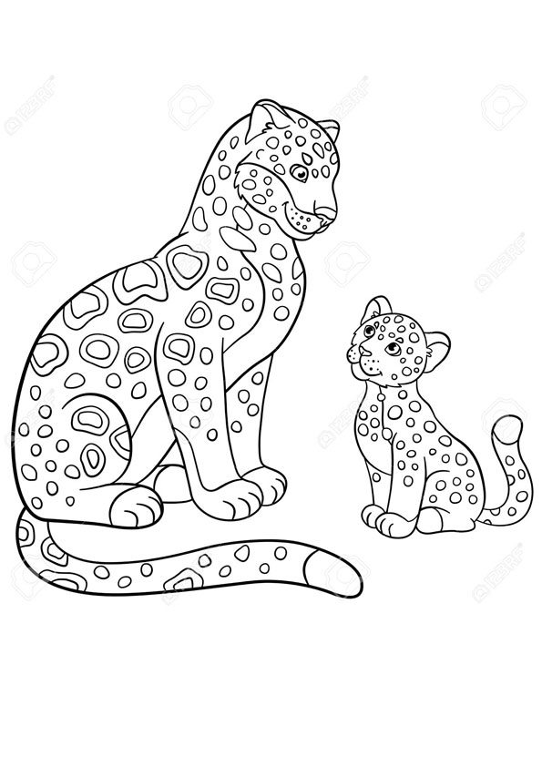 Coloring Pages | Jaguar With baby Jaguuar Coloring Pages