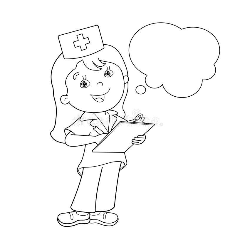 Coloring Page Outline Cartoon Doctor Profession Medicine Book Kids coloring page
