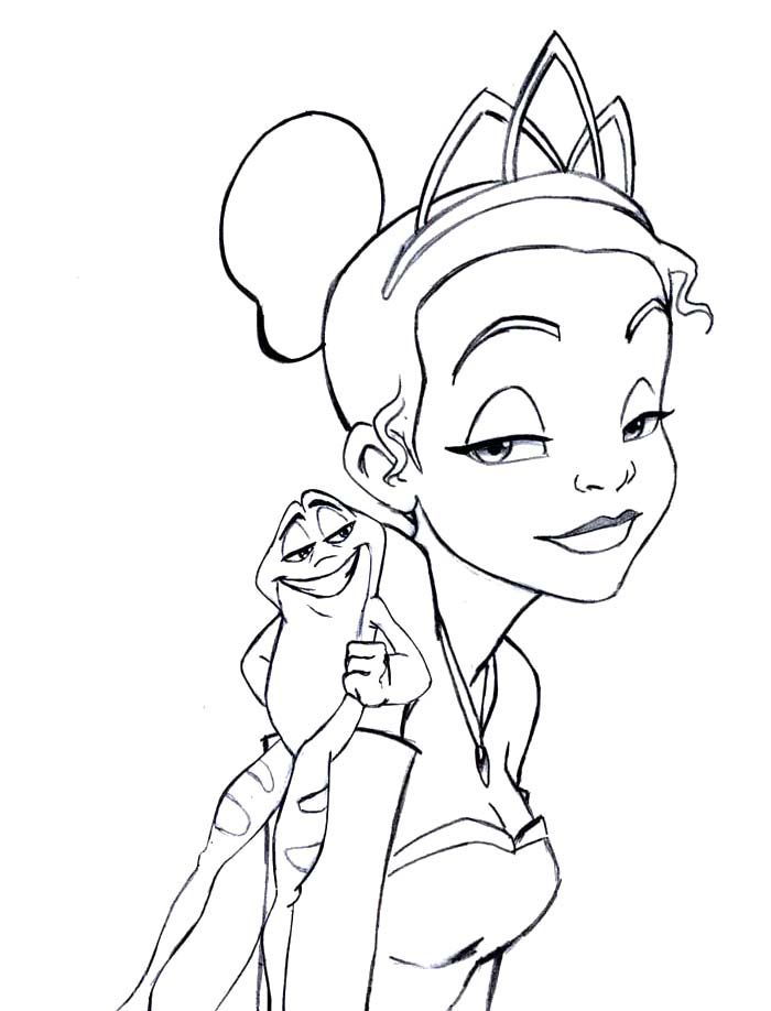 Kids Coloring Princess Tiana And The Frog Coloring Pages coloring page