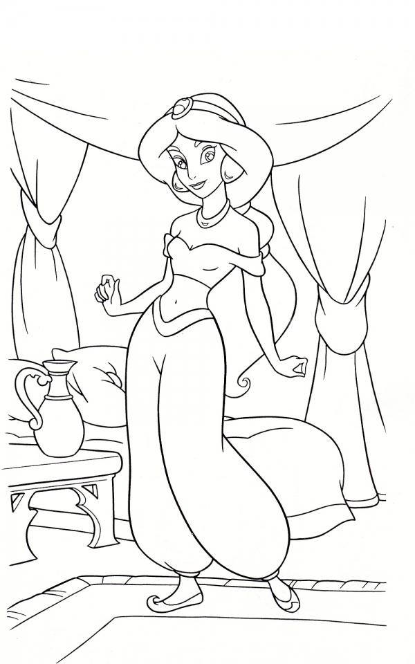 710 Coloring Pages Disney Princess Jasmine  Best Free