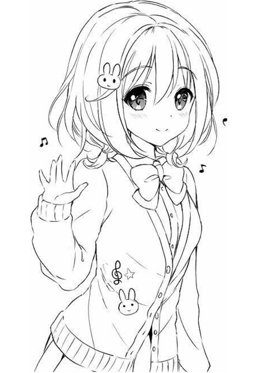 Cute Anime Girl Coloring Page Printable On Page Outline Sketch Drawing  Vector Easy Manga Drawing Easy Manga Outline Easy Manga Sketch PNG and  Vector with Transparent Background for Free Download