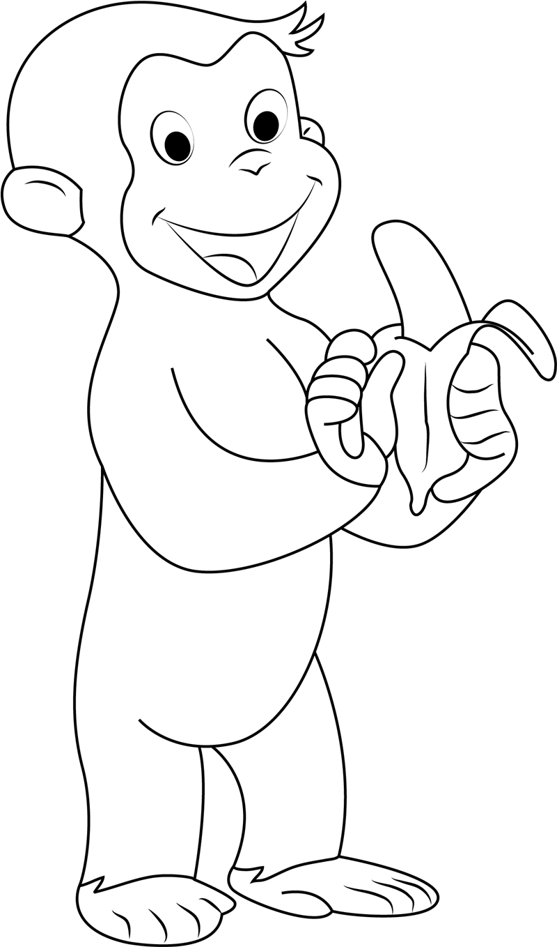 Coloring Pages | Curious George Eating Banana Coloring Page For Kids