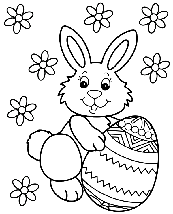 Easter Bunny And Egg Coloring Page coloring page