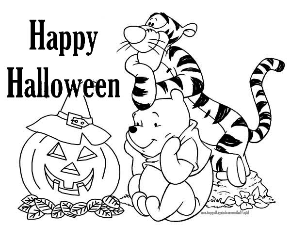 Tigger And Winnie Celebrate Halloween Coloring Page coloring page