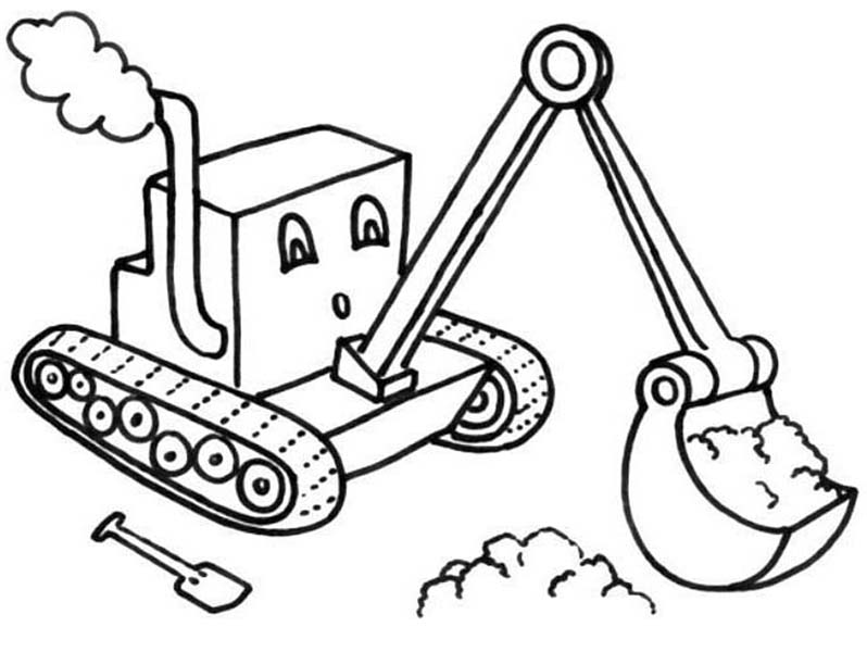 Cartoon Of Digger Tractor Coloring Page coloring page