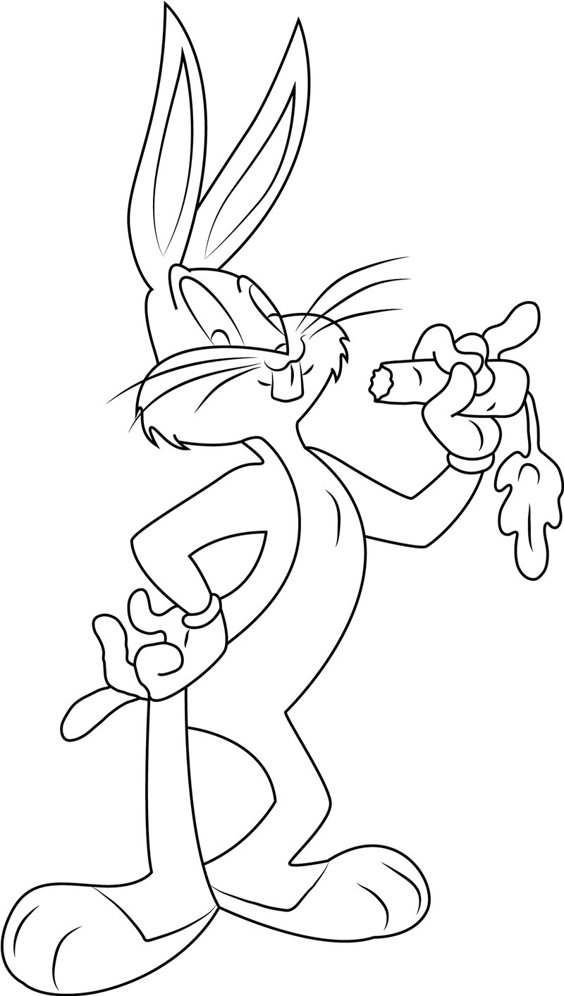 Bugs Bunny With Carrot Coloring Pages