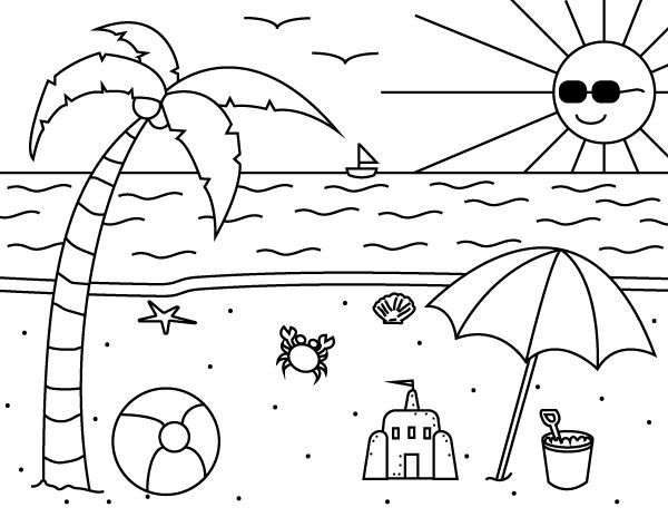 free printable preschool coloring pages beach