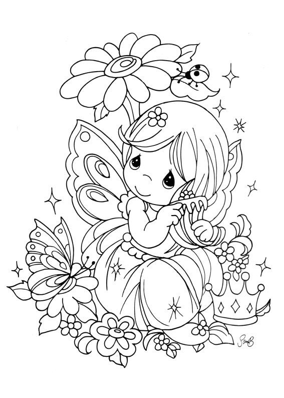 Premium Vector | A girl dressed as a fairy with a rose.coloring book  antistress for children and adults. illustration isolated on white  background.