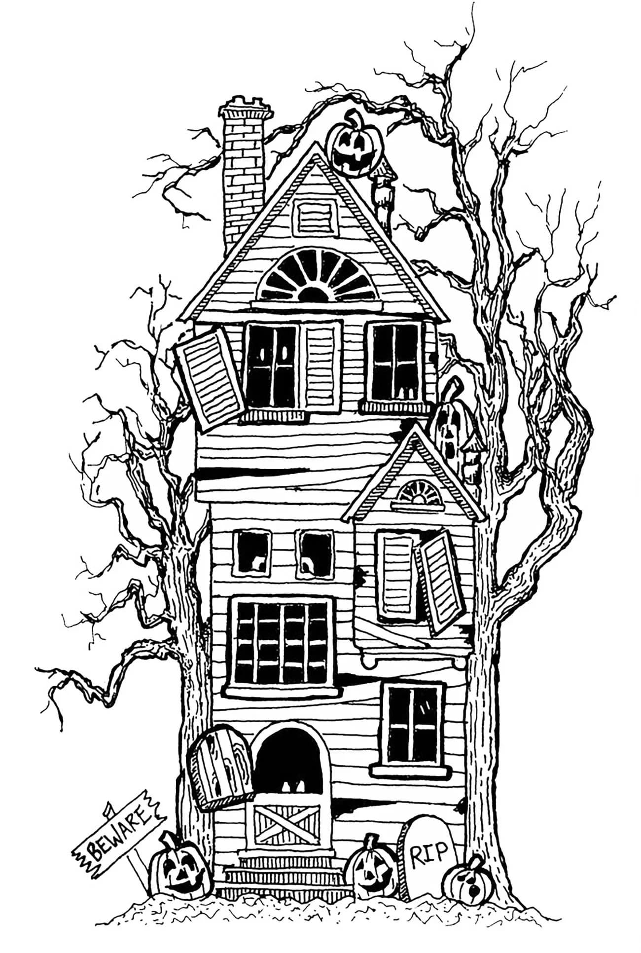 Coloring Pages Haunted House Coloring Pages