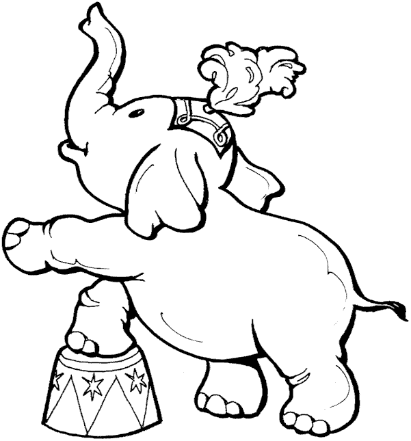 Black Outlined Lined Drawing of Circus Animals for Children's