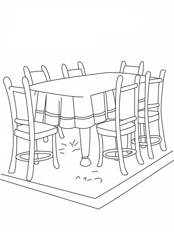 Printable Dining Table Coloring Pages for Kids coloring page