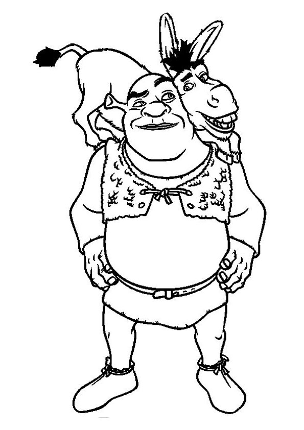 Download Coloring Pages | Happy Shrek Donkey Coloring Page