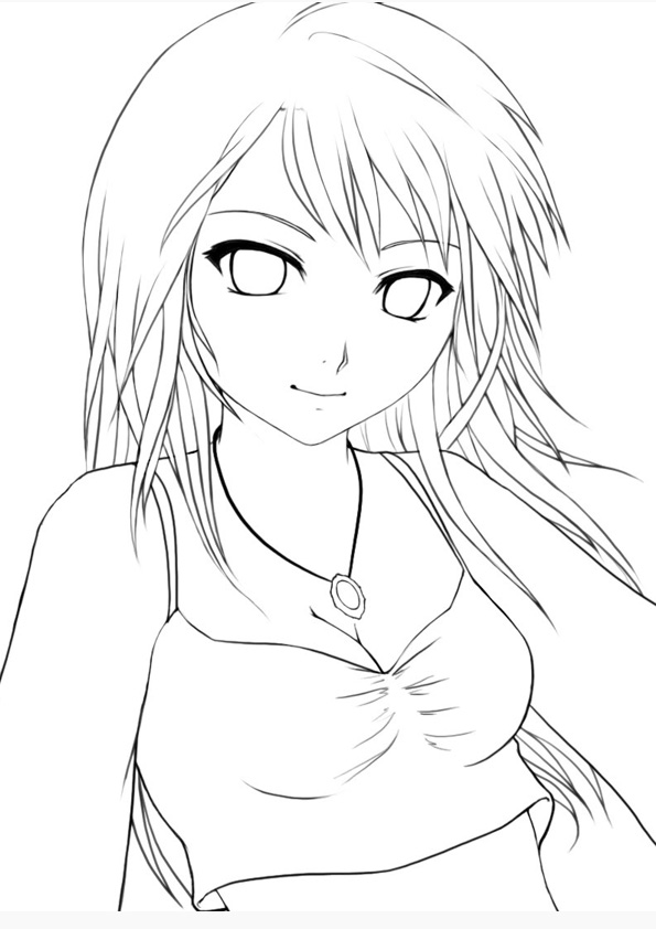 Anime Girl Coloring Pages Printable for Free Download