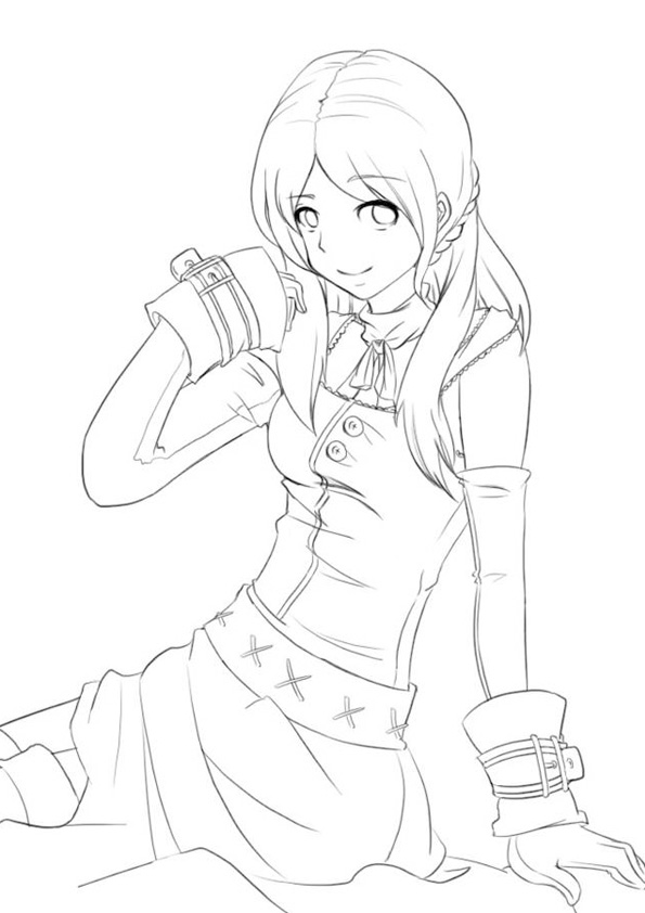 Young Anime Girl Coloring Page  Easy Drawing Guides