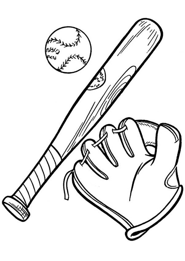 Coloring Pages | Baseball and Bat Coloring Page