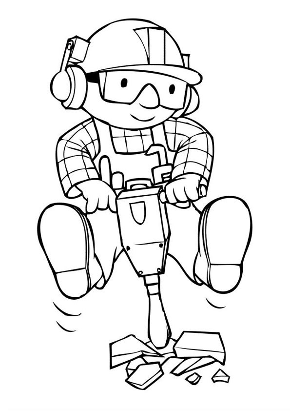 Bob Builder Hammering Coloring Page coloring page