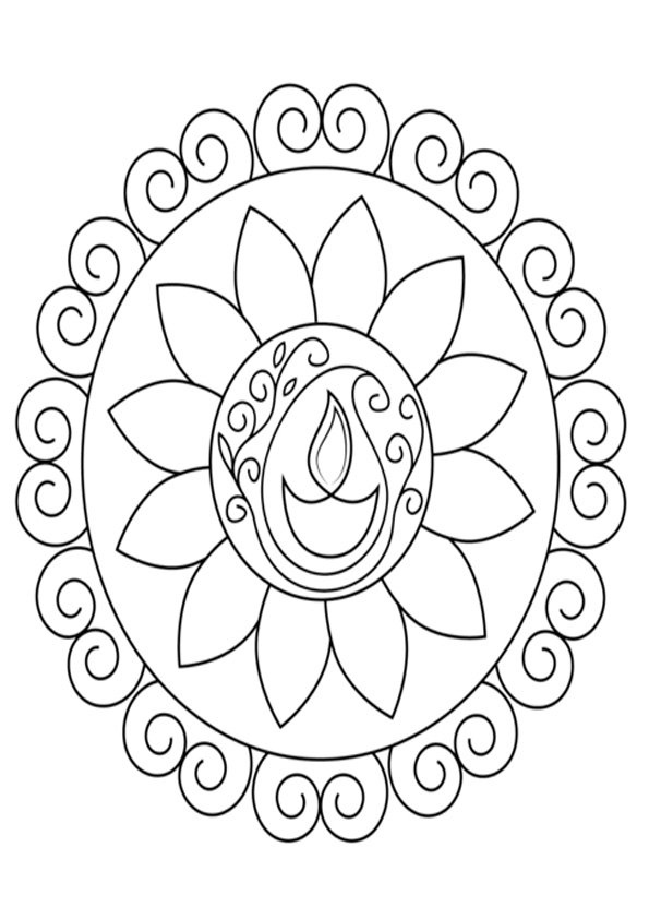 Download Coloring Pages | Flower Circle Detailing Coloring Page