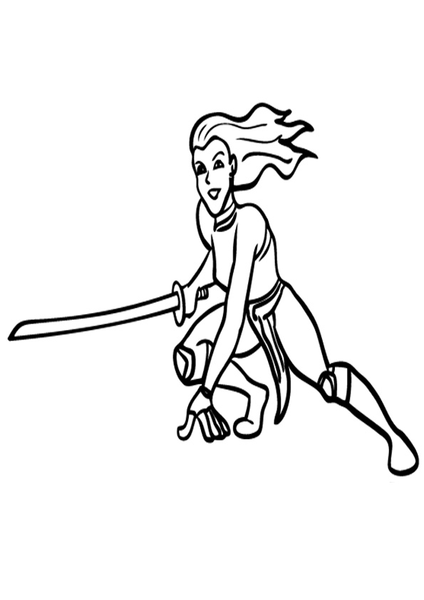 Ninja with Sword Coloring Page coloring page