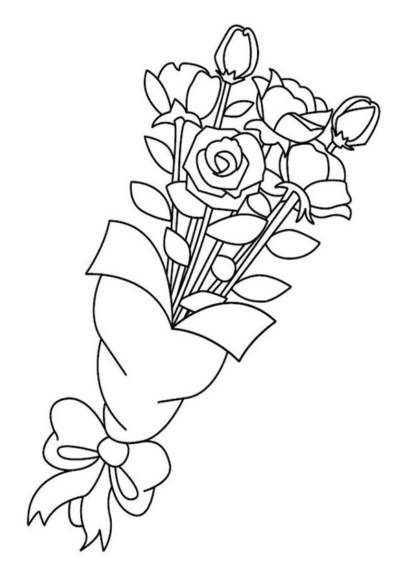 Rose Bouquet Coloring Page coloring page