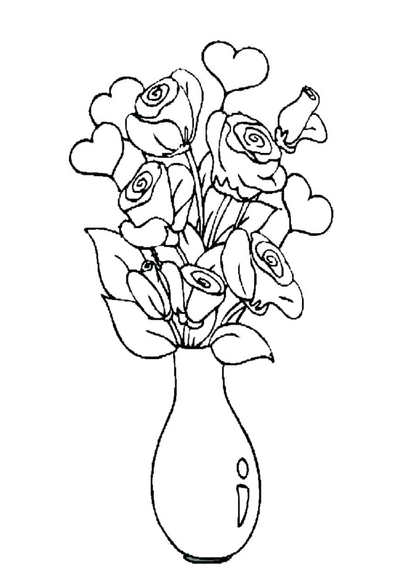 Rose Flowerpot Coloring Pages