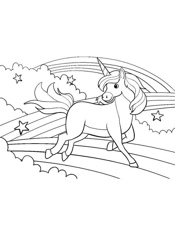 Coloring Pages Unicorn And Clouds Rainbows Coloring Page