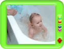 Cute baby enjoying a bath