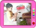 Helping mother in her daily chores